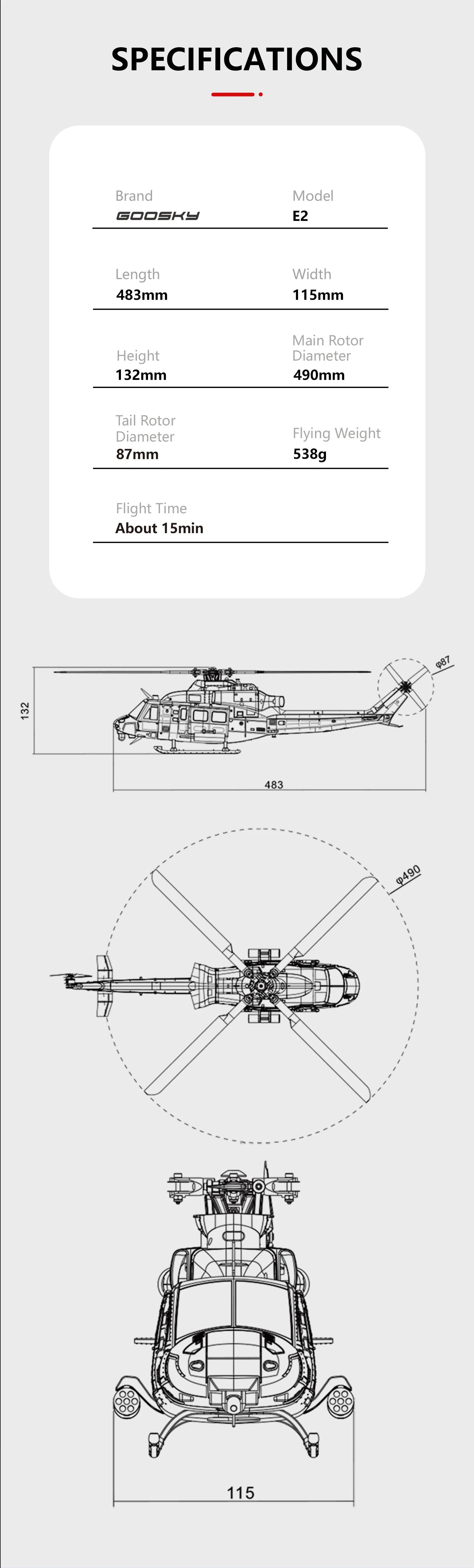 Goosky E2 UH-1Y Venom RTF Helicopter